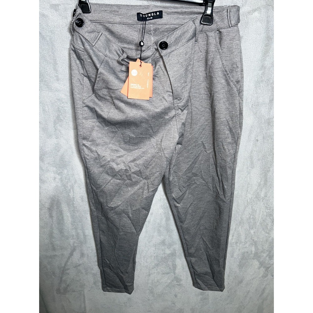 NWT Young LA Grey Chino Pants Men's Size 32x26 Short Stretch High-Waters